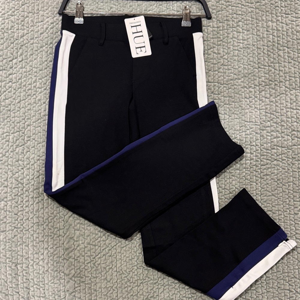 Hue black Pants with White and Blue Accents